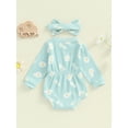 thumbnail image 4 of Musuos Baby Girl Fall Romper 0-18Months Sunflower Print Long Sleeve Crew Neck Jumpsuit with Headband 2 Pcs Set, 4 of 8