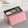 thumbnail image 3 of MoNiBloom 30" Folding Storage Ottoman Bench, PU Leather Collapsible Footrest Ottoman with Storage, for Living Room Bedroom Entryway, Light Pink, 3 of 8