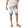 thumbnail image 5 of Unique Bargains Men's Summer Printed Drawstring Color Block Swim Beach Shorts 30 Gray Blue, 5 of 6