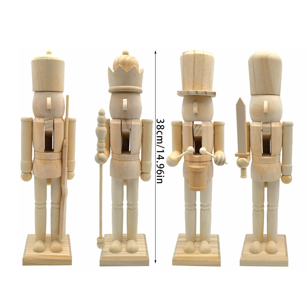 Wood Christmas Nutcrackers Unfinished Coloring Christmas Nutcrackers Ornaments Unpainted Puppet Walnut Soldiers Crafts