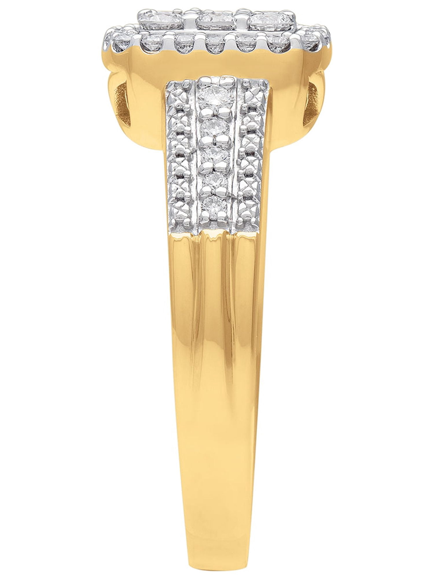 1/2 Carat TW Lab-Grown Diamond Halo Women's "Shimmer" Engagement Ring in 18k Yellow Gold-Plated Silver by Keepsake