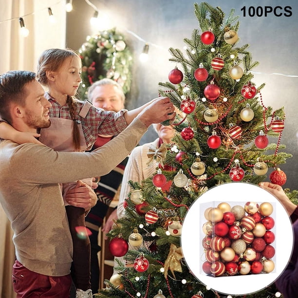 100PC Decoración de árbol de Navidad, adorno colgante para decoración de hogar y fiesta, 4CM