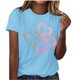 thumbnail image 2 of Xuyuer Women Blessed Beyond Measure Funny Cute T Shirts for Women Cute Sleeved Tops, Summer T-Shirt for Leisure Outdoor Casual Wear Simple Heart Graphic Shirts Vacation Thankful Tee, 2 of 4