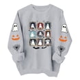 thumbnail image 3 of Women's Sweatshirt Dqueduo Women's Halloween Fashion Loose Casual Long Sleeve Hoodless Top Gray S, 3 of 9