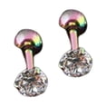 thumbnail image 4 of Ear Studs Anti-allergic Cubic Zirconia Stainless Steel 3 Prong Design Earrings For Daily Life, 4 of 5