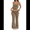 thumbnail image 2 of Conjuntos de 2 Piezas para Mujer, Conjuntos de Estar por Casa, Camisetas Sin Mangas, Pantalones Anchos y Chándales Color Café M, 2 of 7