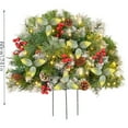 thumbnail image 3 of 24 Inch Pre-Lit Frosted Christmas Tree - Outdoor Urn Filler with LED Lights, Pine Cones and Red Berries, Battery Operated Holiday Planter Decor for Porch and Entryway, 3 of 9