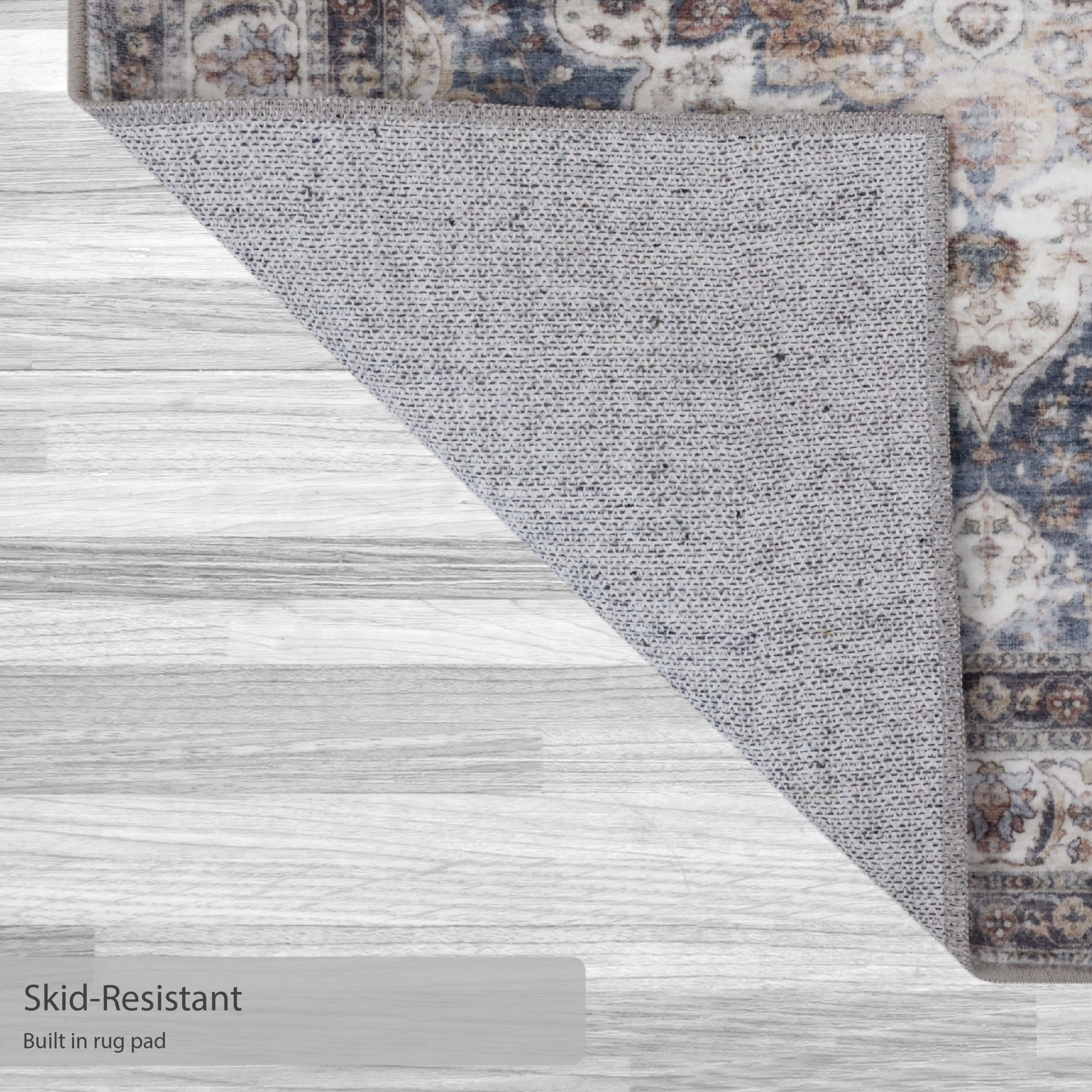 Washable Skid-Resistant Runner Rug Geometric Navy/Cream 24" x 72"