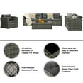 thumbnail image 4 of Cozyhom 9 Pieces Gray Outdoor Rattan Wicker Sofa Set Conversation Sofa with Dark Gray Cushions, 4 of 9
