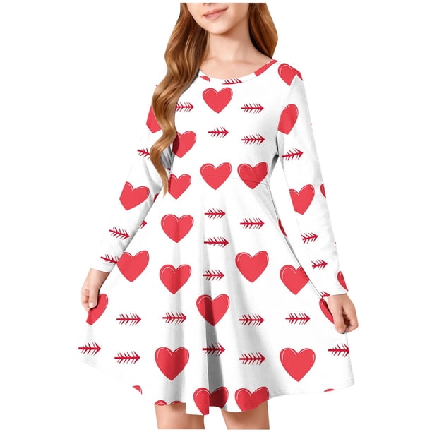 Vestido de manga larga con cuello redondo para niñas, vestido elástico de manga larga, corte A, estilo patinador con volantes, vestido de recital escolar, vestido de manga larga con cuello redondo par