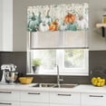 thumbnail image 4 of Thanksgiving Curtain Valances for Windows, Kitchen Valance Window Treatments Panel 2 Pack, Green Eucalyptus Leaves Orange Pumpkin Rod Pocket Short Curtains for Bathroom Bedroom 42 x 18 Inch, 4 of 8