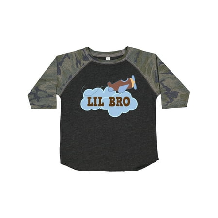

Inktastic Lil Bro Airplane Boys Pilot Brother Gift Toddler Boy Girl T-Shirt