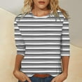 thumbnail image 2 of aidice T Shirts for Women Casual Crewneck 3/4 Length Sleeve Tops Comfy Fitting Striped Tee Shirts, 2 of 4