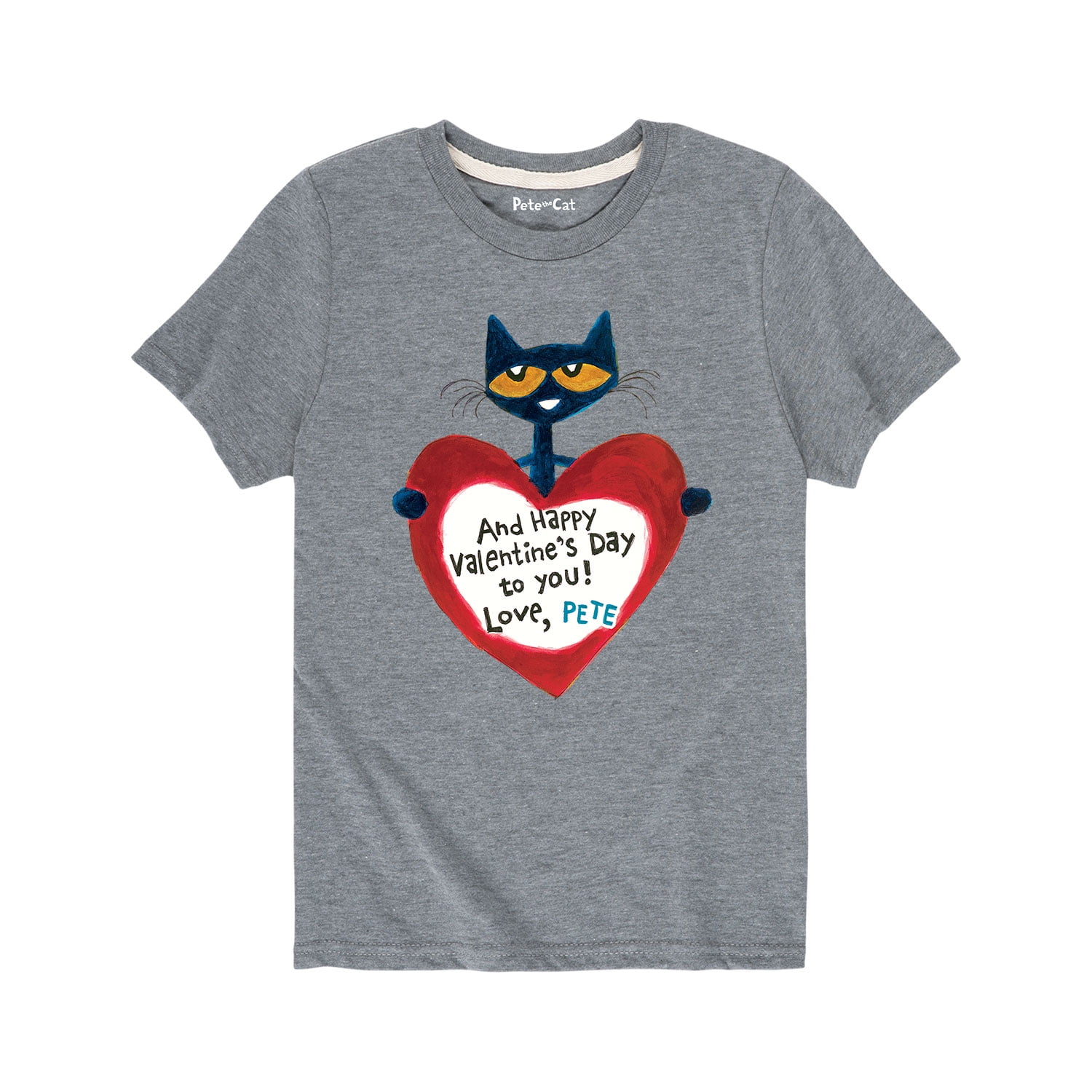 Pete The Cat Pete Valentine Heart Youth Short Sleeve Graphic T