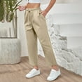 thumbnail image 3 of SNKSDGM Women's Plus Dress Pants Women Petite Wide Leg Dress Pants Women Petite Short Spring 2025 Drawstring Elastic Casual Cropped Pants for Women's Clothing New Solid Color, 3 of 4