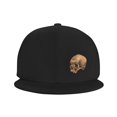 thumbnail image 3 of DouZhe Flat Brim Cap Snapback Hat, Mysterious Gothic Skull Shadow Prints Adjustable Black Adult Baseball Cap, 3 of 6