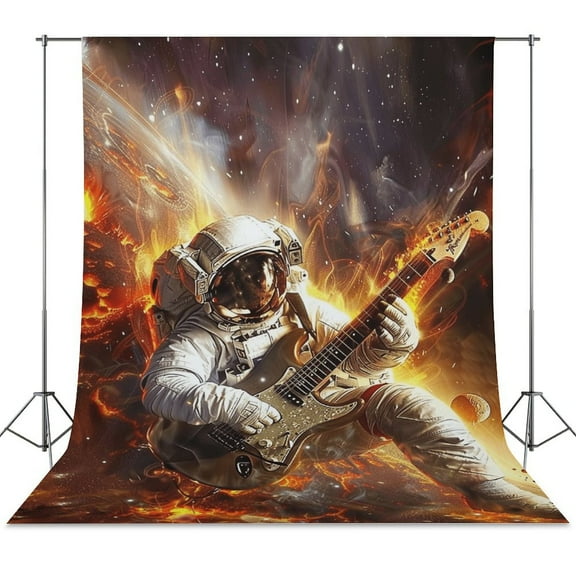 Astronauts Play Guitar in Space Backdrops for Photography Kids Adult Photo Booth Video Shoot Vinyl Studio Prop