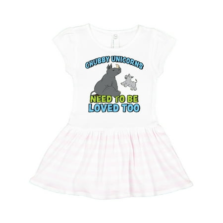 

Inktastic Chubby Unicorns Need Love Too with Cute Rhinos Gift Toddler Girl Dress