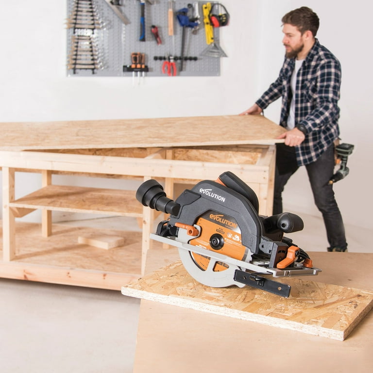 15 Amp 7-1/4 in. Circular Saw with LED Light, Electric Brake, 13 ft. Rubber  Power Cord and Multi-Material Blade