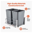 thumbnail image 3 of Pull Out Trash Can 70QT, Double Kitchen Waste Bin Under Sink, Heavy Duty Sliding Garbage Container with Soft Close, Door Kit, for Cabinet, Recycling (Grey), 3 of 6