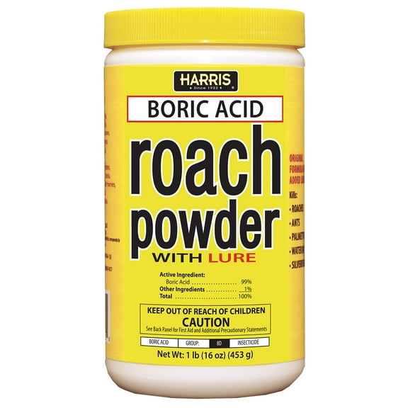 Harris Boric Acid Roach Killer Powder with Lure, 16oz