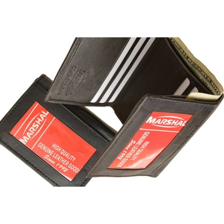 menswallet trifold mens leather wallet w 2 outside id windows 3655