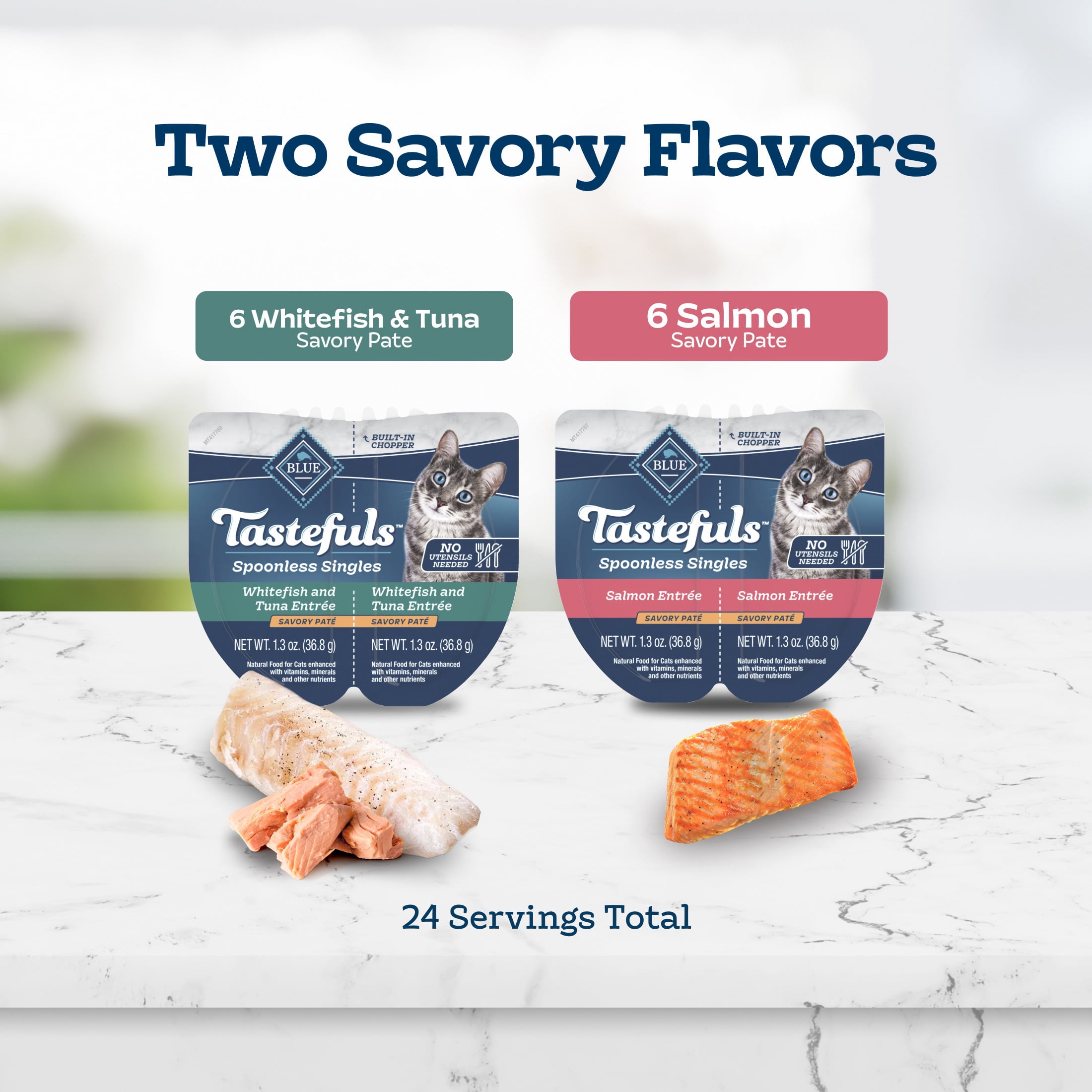 (2 pack) Blue Buffalo Tastefuls Spoonless Singles Variety Pack, Wet Cat Food Pate, 2.6-oz. Twin Packs (12 Count)
