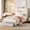 Beige, variant on Memoryfield LED Full Platform Bed with 2-Tier Storage Headboard, Upholstered Frame, Built-in Charging Station, Pink