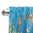 thumbnail image 2 of Ocean World Window Valance for Kitchen, Sea Turtle Jellyfish Octopus Seahorse Coral Rod Pocket Short Curtain for Small Windows, Light Filtering Decorative Valance, 42 x 12 Inch, 2 of 9