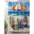 thumbnail image 2 of Shower Curtain, Summer Vacation Ocean Beach Wood Sun Umbrella Washable Shower Curtain with Hooks Bath Decor Fabric Shower Curtains for Bathroom, Hotel, Stalls, Bathtubs, 36x72 Inch, 2 of 6