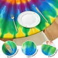 thumbnail image 4 of Colorful Rainbow Tie Dye Spiral Pattern Round Fitted Tablecloth with Elastic Edge,Dining Table Cover Waterproof,Outdoor Round Tablecloth for Camping,Dining,Indoor and Outdoor, 4 of 7