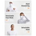 thumbnail image 3 of BALEAF Men's Sun Hoodies UPF 50+ Separate Hood with Face Mask Long Sleeve Fishing Shirts UV Protection Rash Guard White XL, 3 of 7