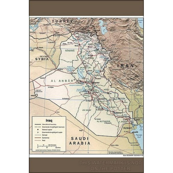 Iraq CIA Map - 24"x36" Poster