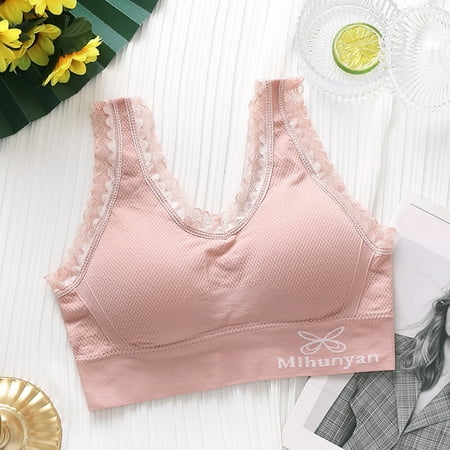 GZWYHT Backless Bra Clearance Bras for Women Women s Unlined Unwired Lace Bra With Padded Straps Low Back Bra Strapless Bra Lace Bralette Pink One Size