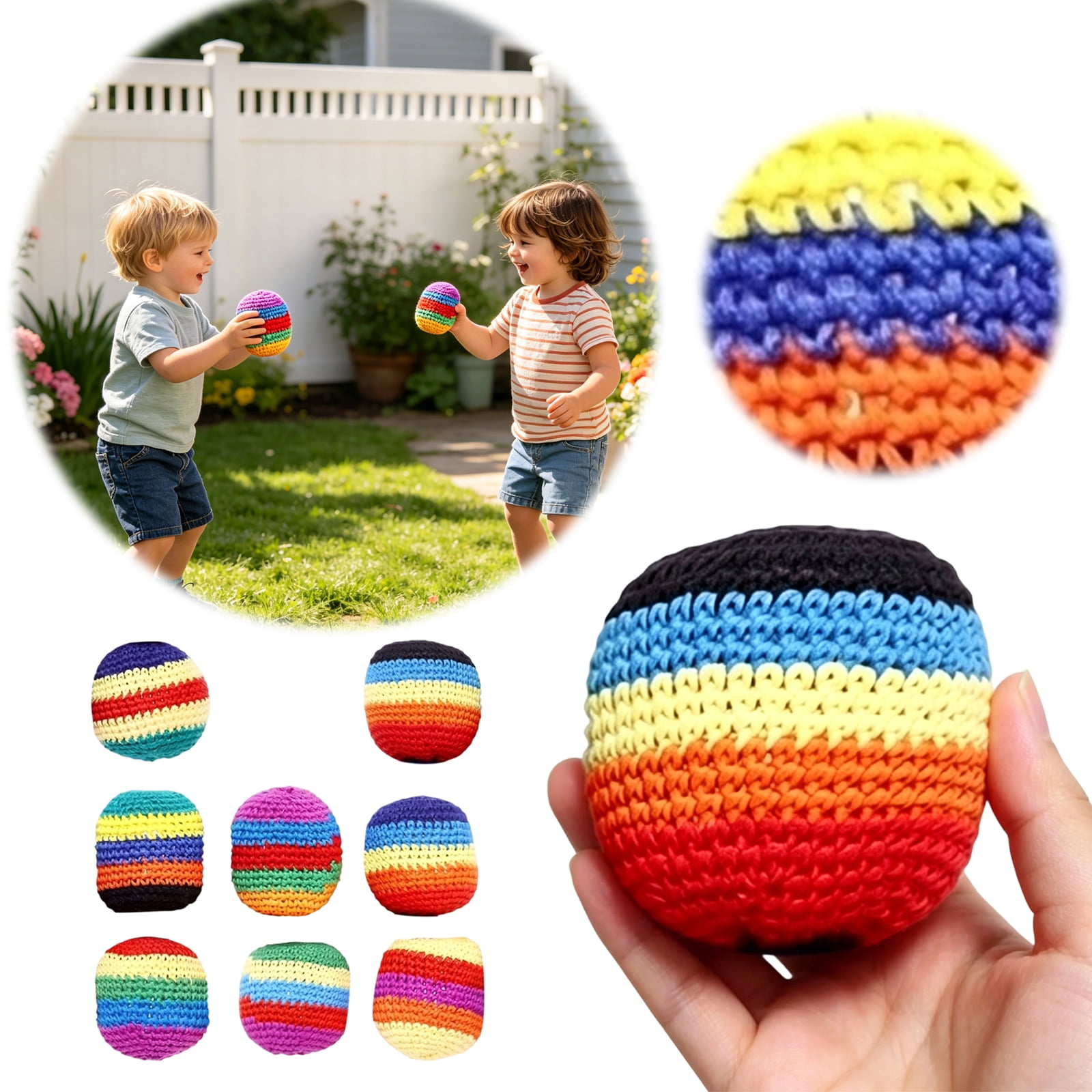 Handmade Woven Footbag, Sand Filled Hacky Sack for Kicking and Throwing, Portable Coordination Training Bag