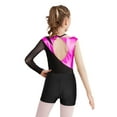 thumbnail image 2 of Haitryli Girls Shiny Long Sleeve Ballet Dance Leotard Gymnastics with Sports Shorts 2Pcs Tracksuit Performance Costume Hot Pink&Black 8, 2 of 7