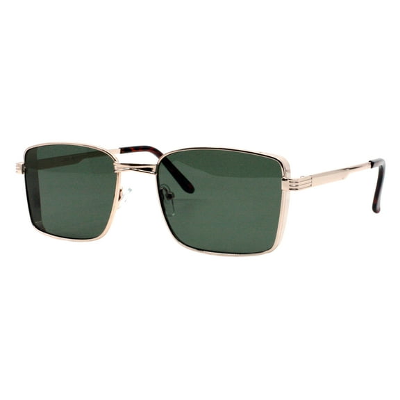 Mens Fashion Sunglasses Rectangular Metal Side Cover Frame UV 400 Gold, Green