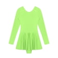 thumbnail image 6 of YONGHS Women's Oil Glossy Long Sleeves Tank Dress Ruffled Fitness Sports Skater Dresses Fluorescent Green L, 6 of 7