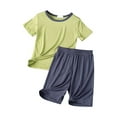 thumbnail image 5 of Gubotare Kids Summer Pajamas Boys Boys’ 2-Piece Pajama Set – Short Sleeve T-Shirt and Shorts Sleepwear for Kids Size 8-9T (Green,8-9 Years), 5 of 6