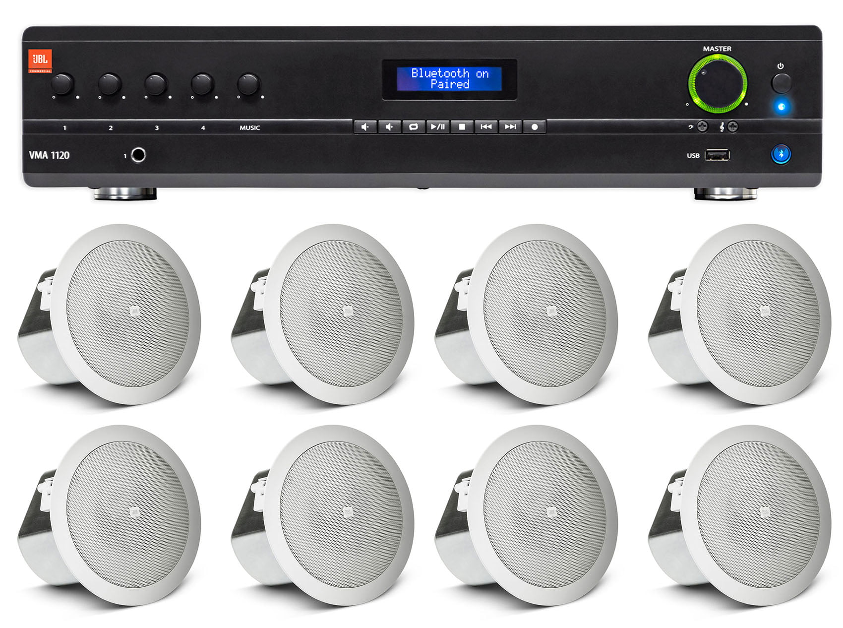 JBL 3" 15w 70v In-Ceiling Speakers+JBL Amplifier For Restaurant/Bar/Cafe 8 