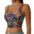 thumbnail image 2 of Goofa Vintage Floral Printed Sports Bras for Women, High Impact Running Bra Workout Crop Tank Tops Longline Sports Bra Push up-Medium, 2 of 9