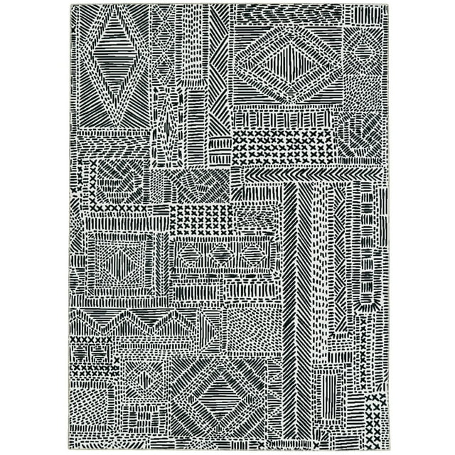 Tapis d'appoint lavable Cayden 3 pi x 5 pi ivoire et noir
