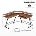 thumbnail image 3 of Costway L-shaped Computer Desk with Power Outlet 51" Corner Computer Workstation Rustic Brown, 3 of 10