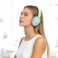 thumbnail image 5 of Rirool Bluetooth Over-Ear Headphones, Wireless Foldable Headset with HiFi Stereo Deep Bass, 12H Playtime, Built-in Mic, Soft Protein Earpads for Travel, Home, Office & Cellphone, Mint Green, 5 of 8