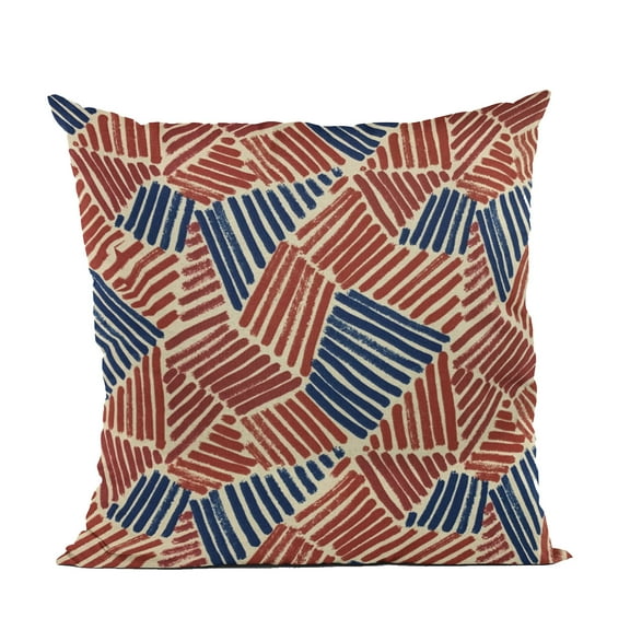 Plutus Brands Red, Blue Sketch Abstract Luxury Throw Pillow-Size:20" x 30"
