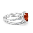 thumbnail image 3 of Pear Teardrop Bridal Set Ring Garnet CZ 925 Sterling Silver Size 4, 3 of 3