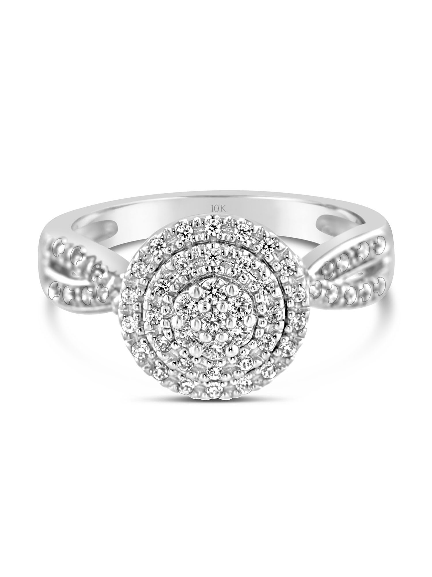 Keepsake 1/3ctw Diamond 10kt White Gold Double Halo Engagement Ring (H-I, I2)