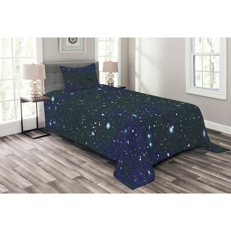 Night Bedspread Set Composition With Dots Sky Theme Composition With Dots Night Sky Theme