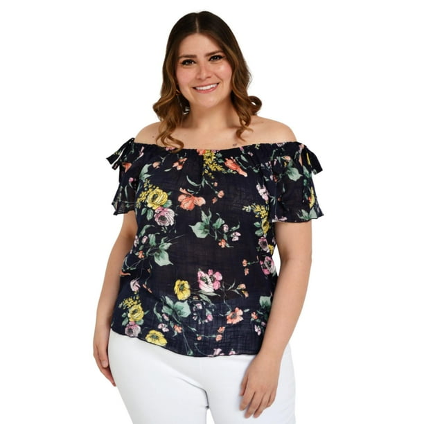 Blusa manga corta con moño Tallas Extras, 8933 (Marino) azul oscuro 42 Zenobia BL-ZEN-8933-MARINO