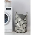 thumbnail image 3 of Geometric Laundry Bag, Repeating Triangular Shapes in Geometric Forms and Bohemian Effects, Basket with Handles Drawstring Closure for Laundromats, 13" x 19", Ivory and Charcoal Grey, by Ambesonne, 3 of 4